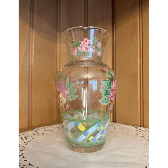 Vintage Waverly Garden Room Cottage Collection Hand Painted Glass Vase - Picture 7 of 7